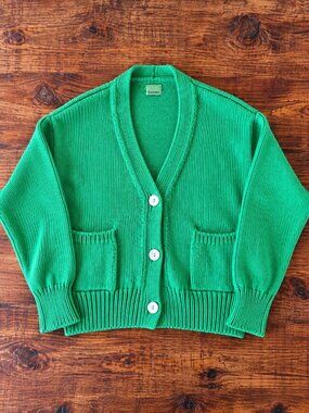Babaa No. 16 Oversized Chunky Knit Cardigan – Vibrant Green
